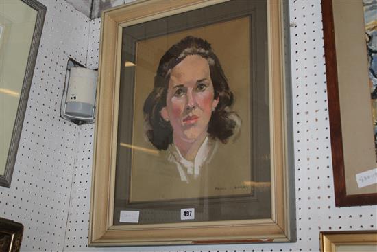 Pastel portrait of a lady signed Frank Berry